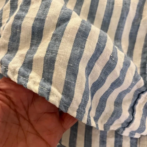 Faherty Laguna Linen blue white stripe M - Picture 5 of 12